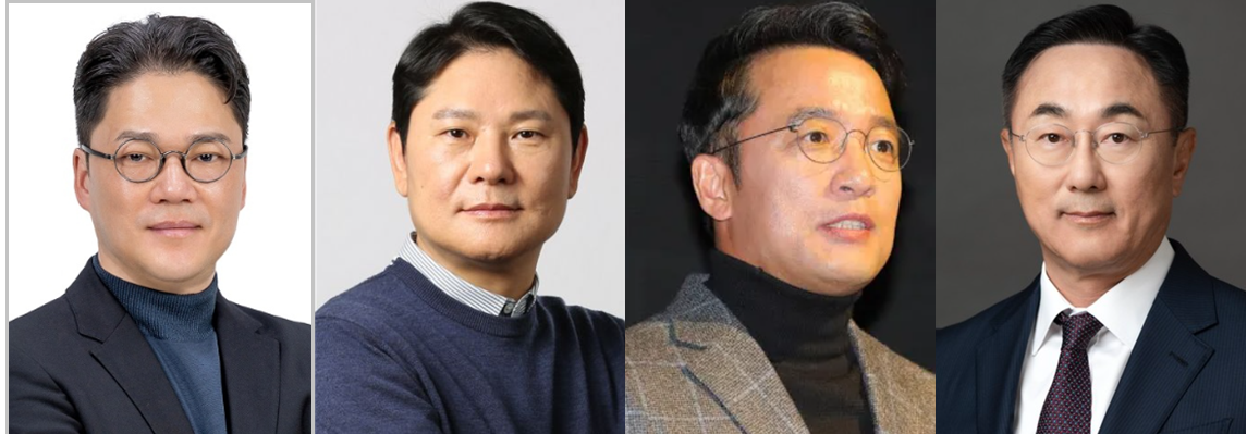 ▲ 넷마블과 엔씨소프트가 새로운 대표를 선정해 재도약을 노린다. 왼쪽부터 김병규 넷마블 부사장, 권영식 넷마블 사업총괄 사장, 김택진·박병무 엔시소프트 공동대표. ⓒ 넷마블·엔씨소프트