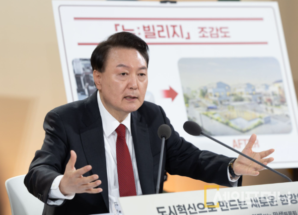 ▲ 윤석열 대통령이 서울 영등포구 문래예술공장에서 열린 민생토론회에서 발언하고 있다. ⓒ 대통령실