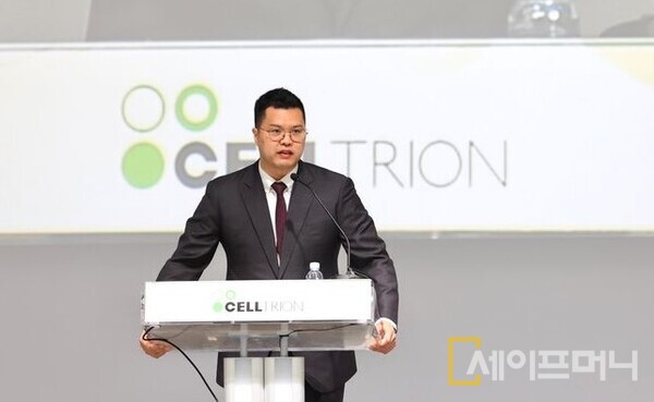 ▲ 서진석 셀트리온 대표이사가 정기 주주총회에서 발언하고 있다. ⓒ 셀트리온