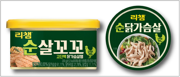 ▲ 동원F&B가 출시한 고단백 닭가슴살 캔 리챔 순살꼬꼬와 순닭가슴살. ⓒ 동원F&B