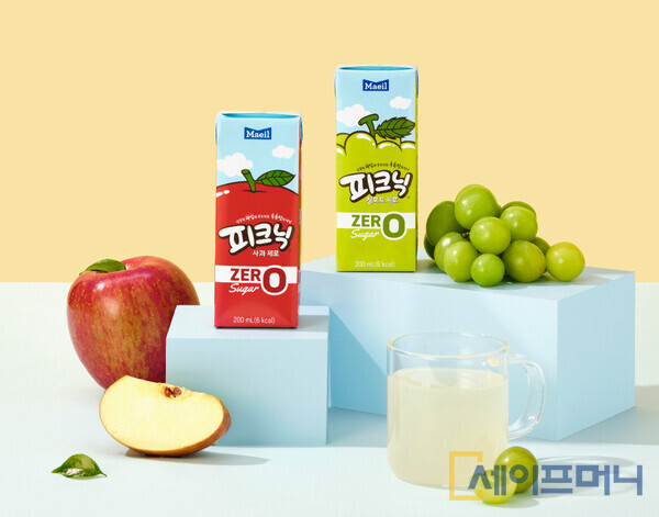 ▲ 매일유업이 출시한 신제품 피크닉 사과제로, 피크닉 청포도제로. ⓒ 매일유업