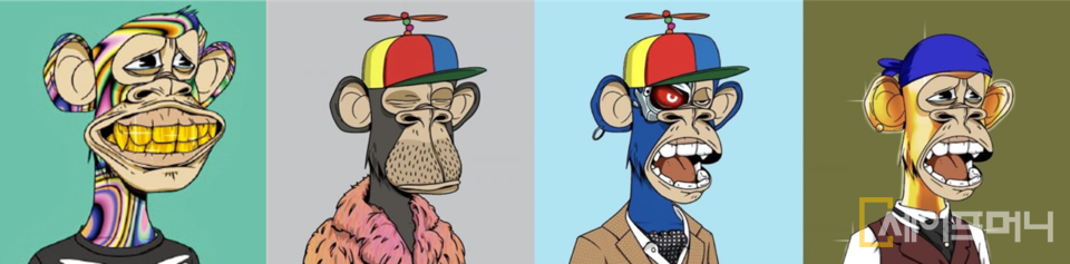 ▲ NFT 시장의 대표 작품인 지루한 원숭이들의 요트클럽(BAYC)의 가격이 최고가 기준 6% 수준으로 폭락했다. ⓒ 세이프타임즈