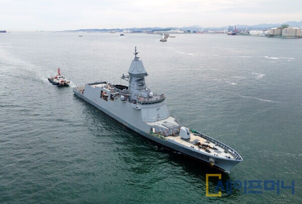 ▲ 차세대 호위함 충남함 시운전 모습이다. ⓒ HD현대중공업