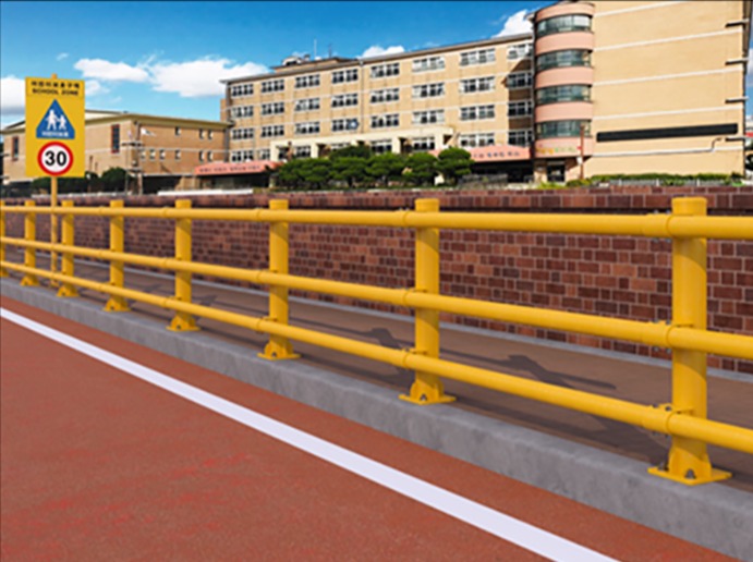 ▲ 포스코와 한국도로시설안전산업협회가 공동개발한 스쿨존 보도용 차량방호울타리 예상도. ⓒ 포스코