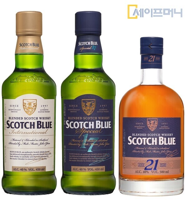 ▲ 롯데칠성음료가 프리미엄 스카치 위스키 스카치블루의 패키지 디자인을 리뉴얼한다. ⓒ 롯데칠성