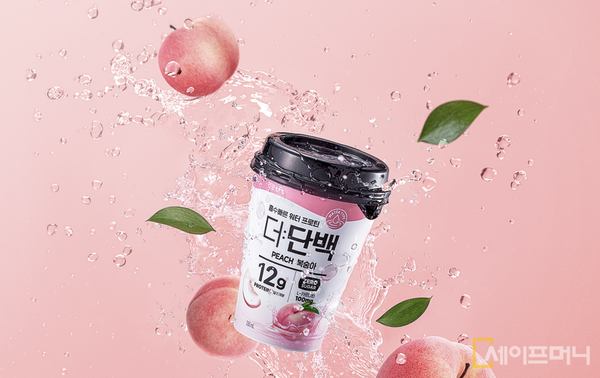 ▲ 빙그레가 출시한 수분과 단백질을 보충할 수 있는 더단백 워터프로틴 복숭아. ⓒ 빙그레