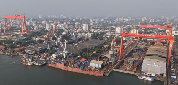 ▲ HD한국조선해양은 6일 인도 시장 진출 확대와 글로벌 경쟁력 강화를 위해 인도 국영기업 코친조선소와 업무협약을 체결했다. ⓒ HD현대