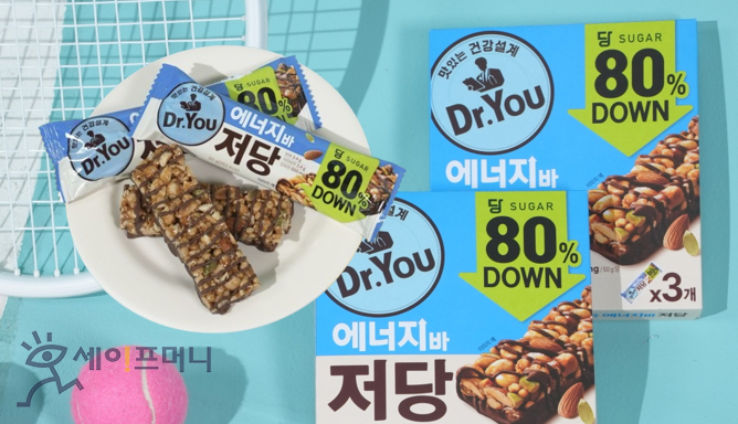 ▲ 오리온이 당 함량은 낮추고 맛과 영양은 강화해 출시한 닥터유 에너지바 저당. ⓒ 오리온