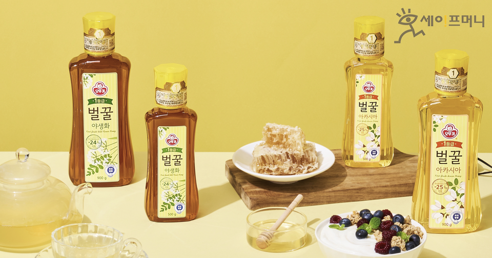 ▲ 오뚜기가 벌꿀등급제 1등급 인증을 받은 아카시아와 야생화 2종을 출시했다. ⓒ 오뚜기