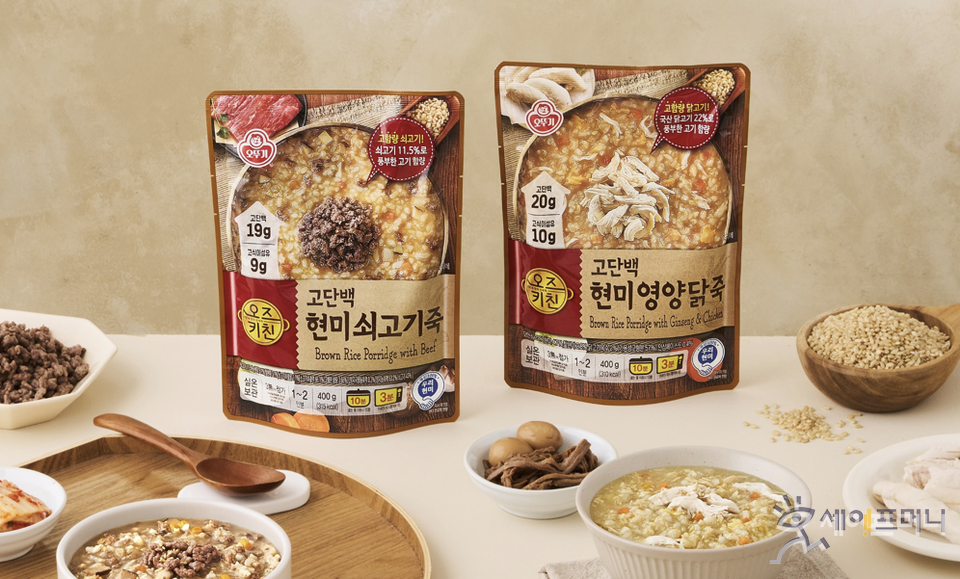 ▲ 오뚜기가 오즈키친 고단백 현미죽 2종을 출시했다. ⓒ 오뚜기